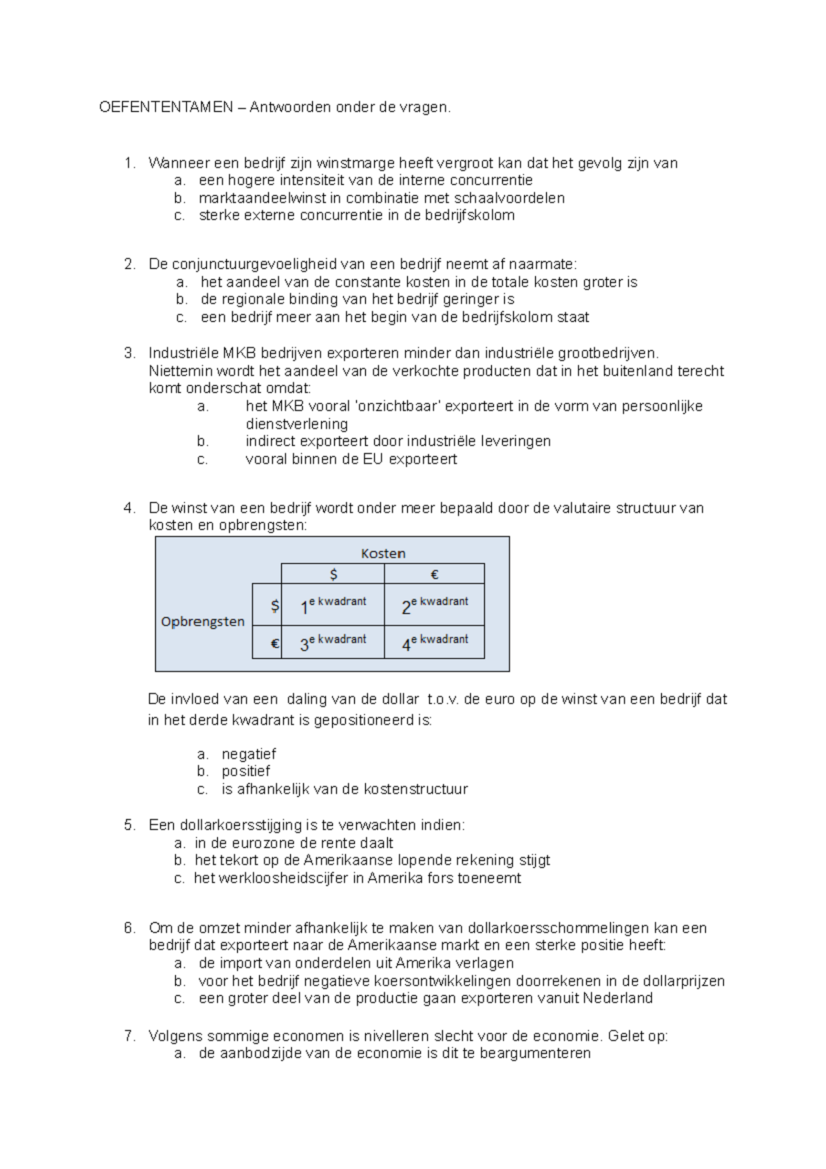 Proef/oefen Tentamen 2018, Vragen En Antwoorden - OEFENTENTAMEN ...