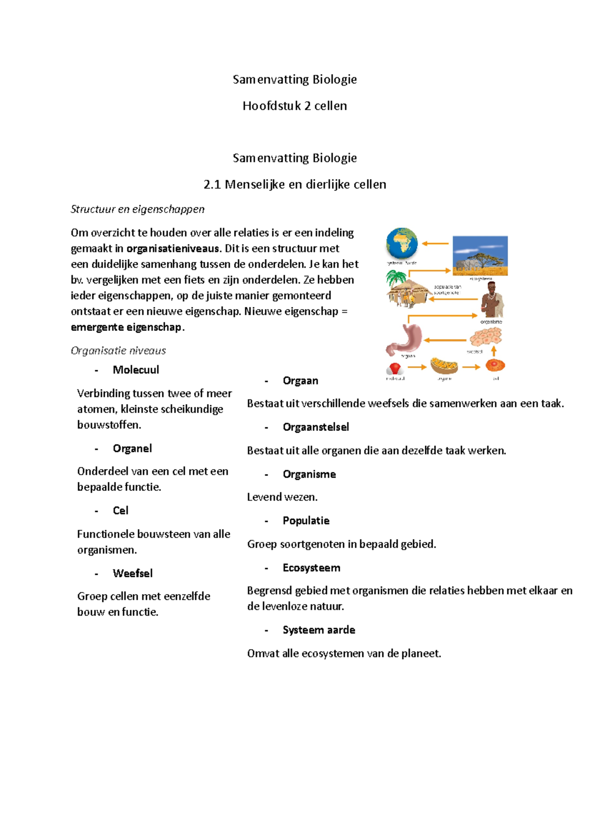 Biologie Samenvatting H Cellen Samenvatting Biologie Hoofdstuk Cellen Samenvatting Biologie