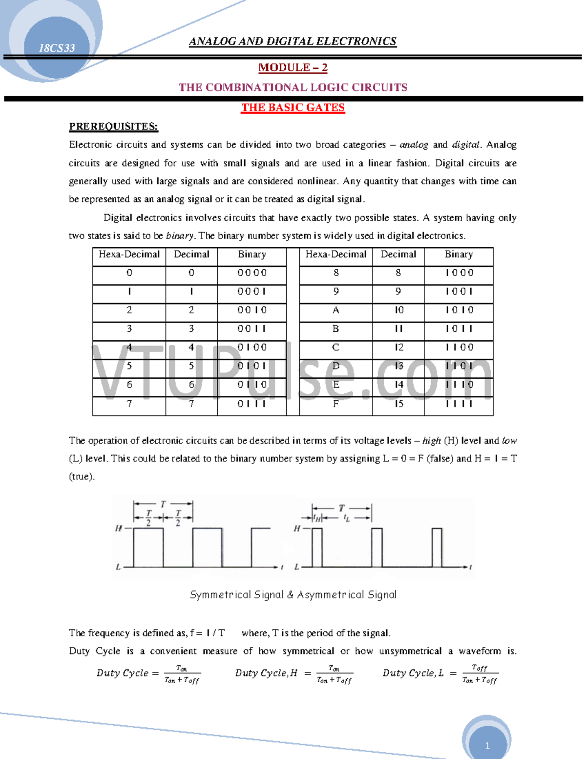 ADE Mod - ADE NOTES - MODULE – 2 THE COMBINATIONAL LOGIC CIRCUITS THE ...