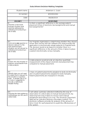 Study guide for Data Driven Analysis - Predictive analytics: Consists ...