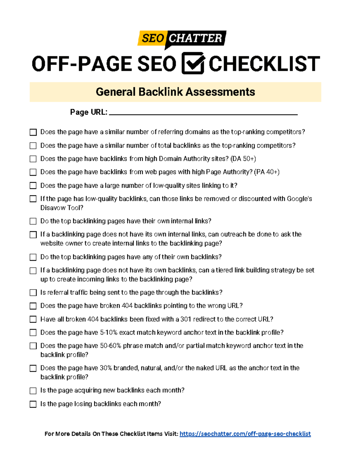 Off page seo checklist - seo - Does the page have a similar number of ...