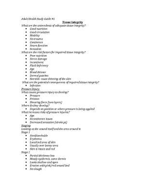 Adult Health Exam 2 study guide - Adult Health Exam #2 Study Guide ...