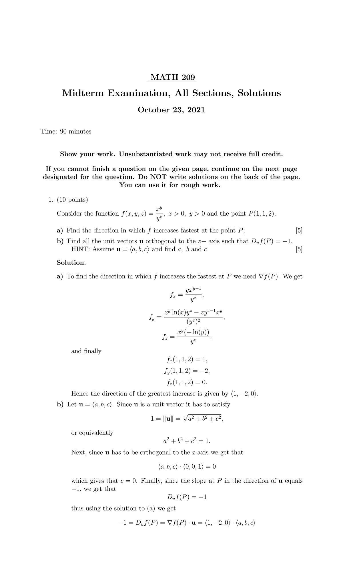 2021-Fall-Math-209-ALL-Midterm-Exam Solutions - MATH 209 Midterm ...