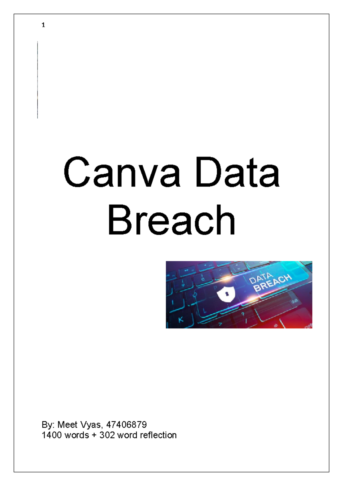 individual Report - Canva Data Breach By: Meet Vyas, 47406879 1400 ...