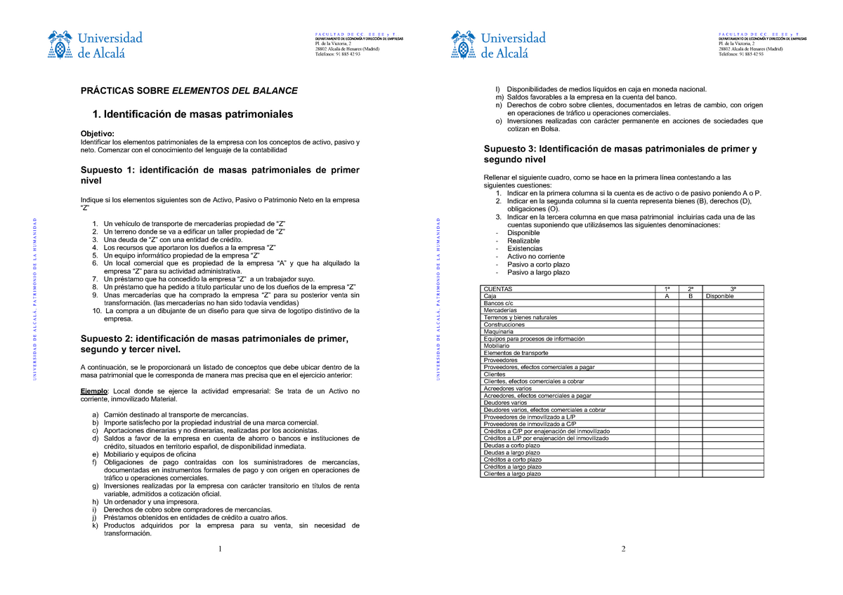 Clase 1 Y 2 Enunciados Elementos Del Balance Studocu