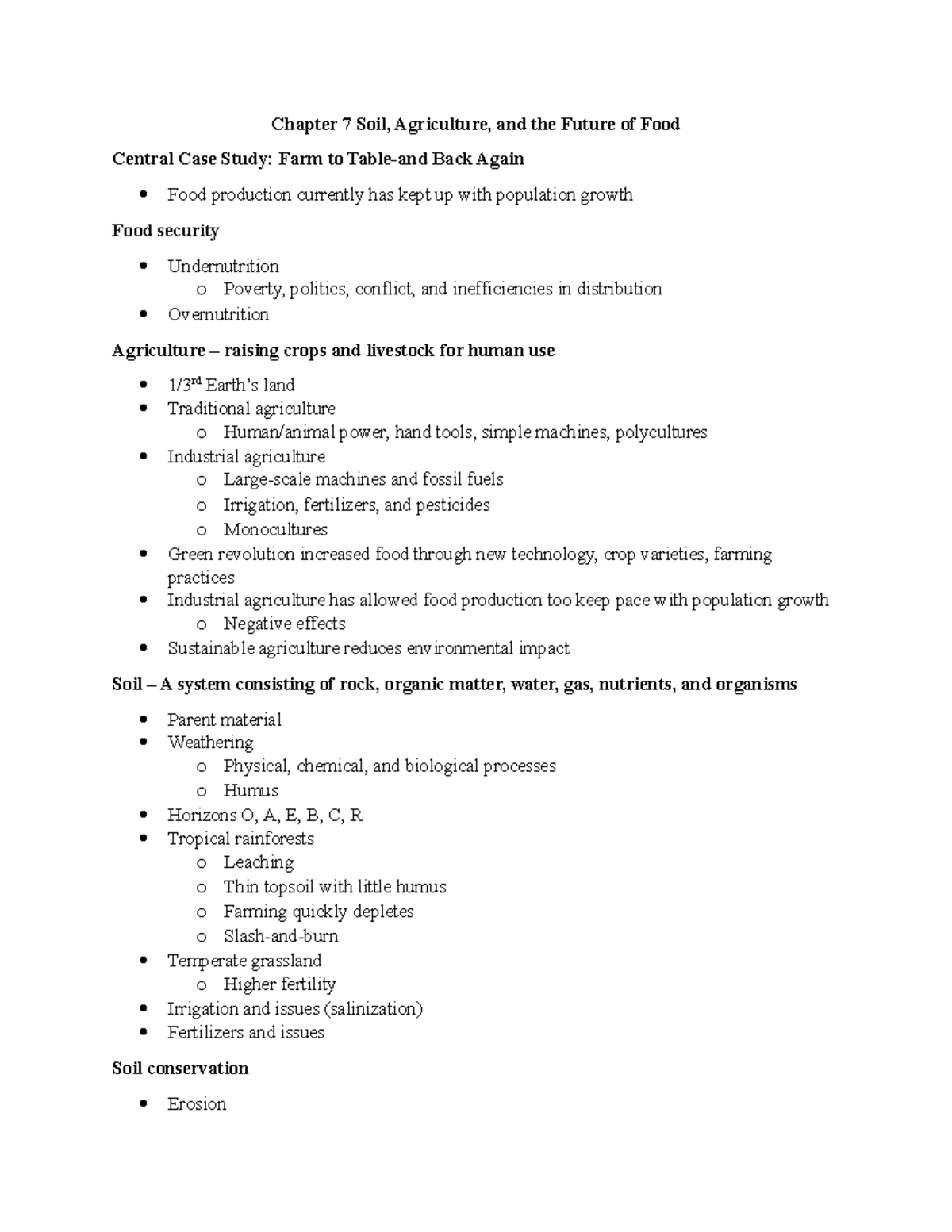 Chapter 7 soil, agriculture, and the future of food - Chapter 7 Soil ...