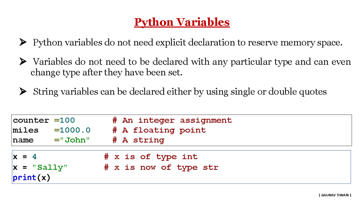 Data Types And Variables - Python Variables Python Variables Do Not ...