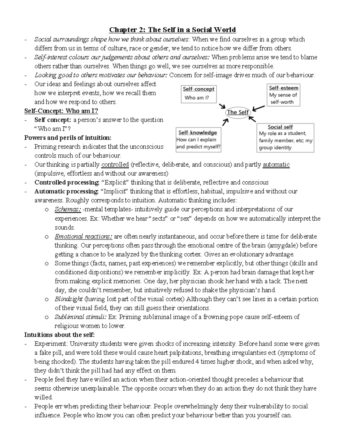 Chapter 2 - Chapter 2: The Self in a Social World Social surroundings ...