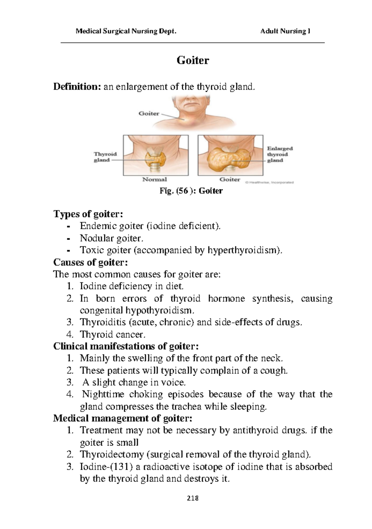 Goiter Adult Nursing Goiter Definition an enlargement of the