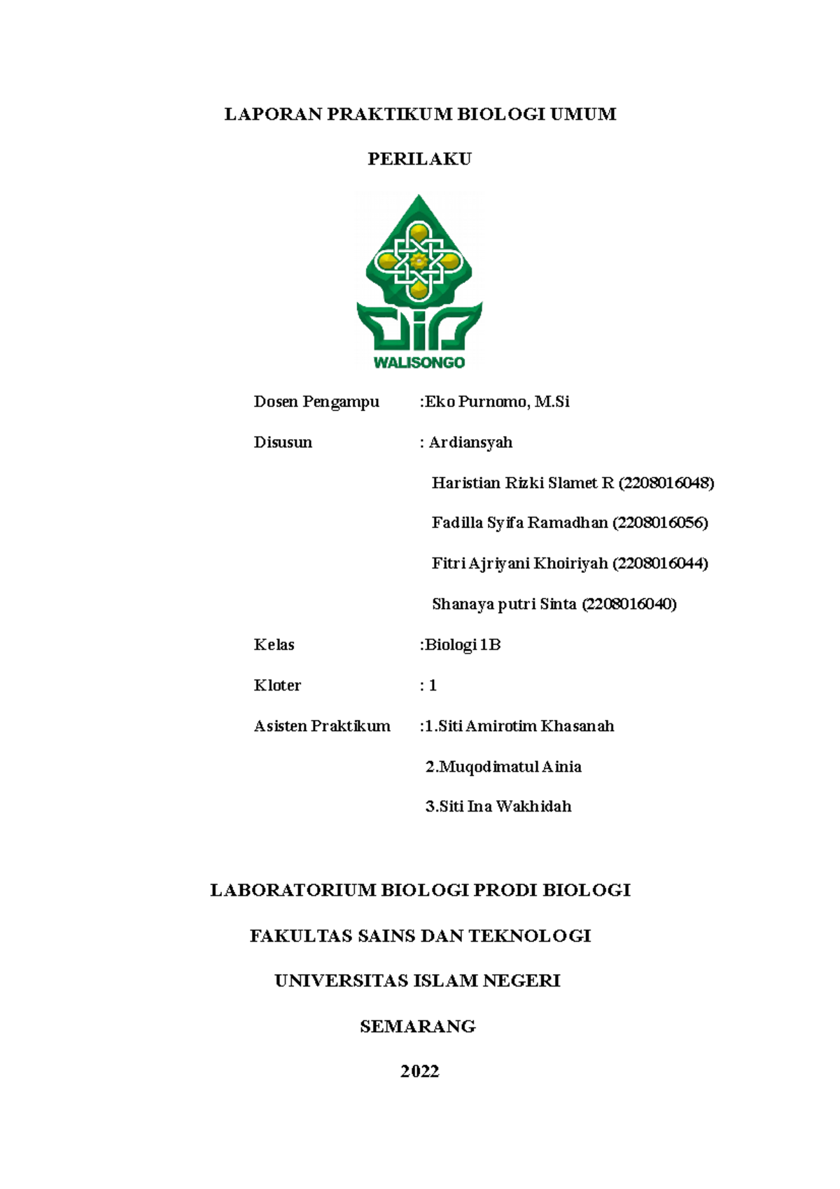 Laporan Praktikum Biologi UMUM Acara 11 Sem - LAPORAN PRAKTIKUM BIOLOGI ...