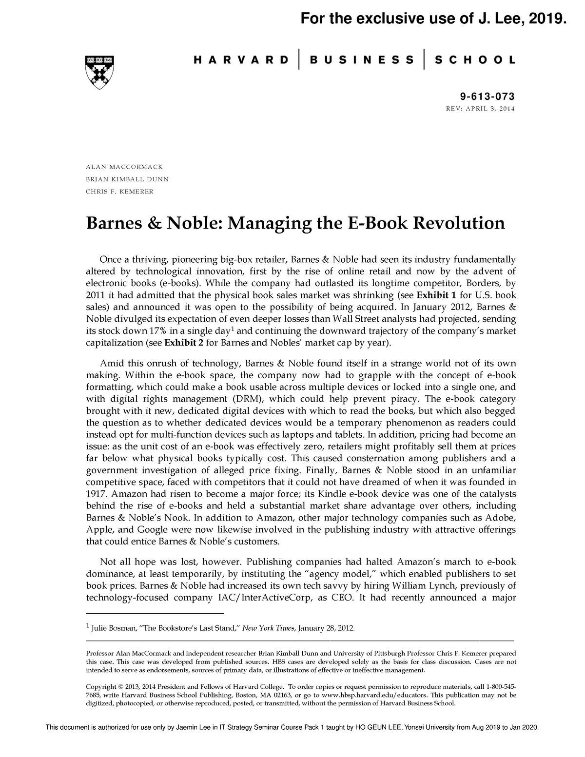 Barnes And Nobles - Test - 9 - 6 1 3 - 0 7 3 R E V : A P R I L 3 , 2 0 ...