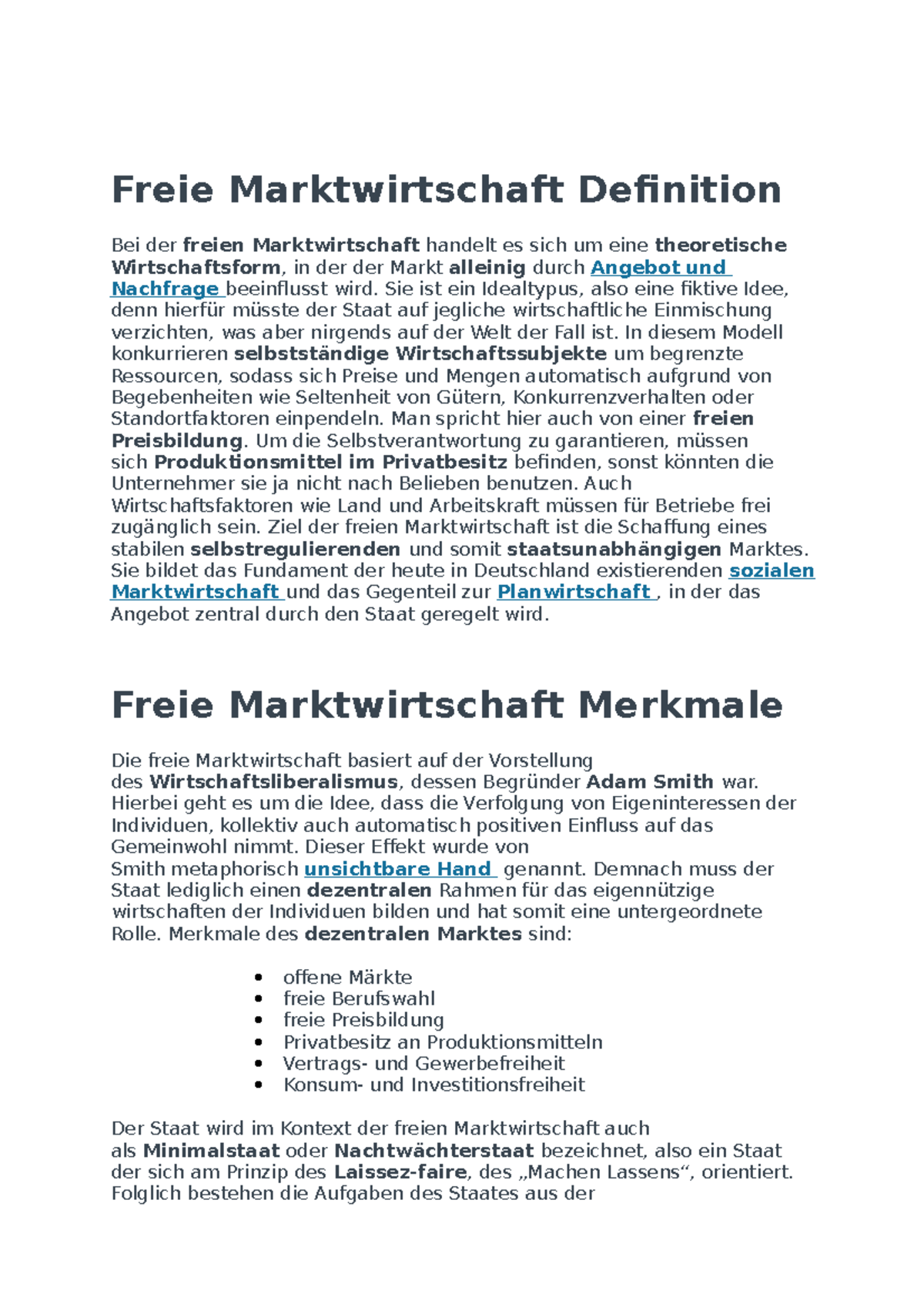 Freie Marktwirtschaft Definition - Sie Ist Ein Idealtypus, Also Eine ...