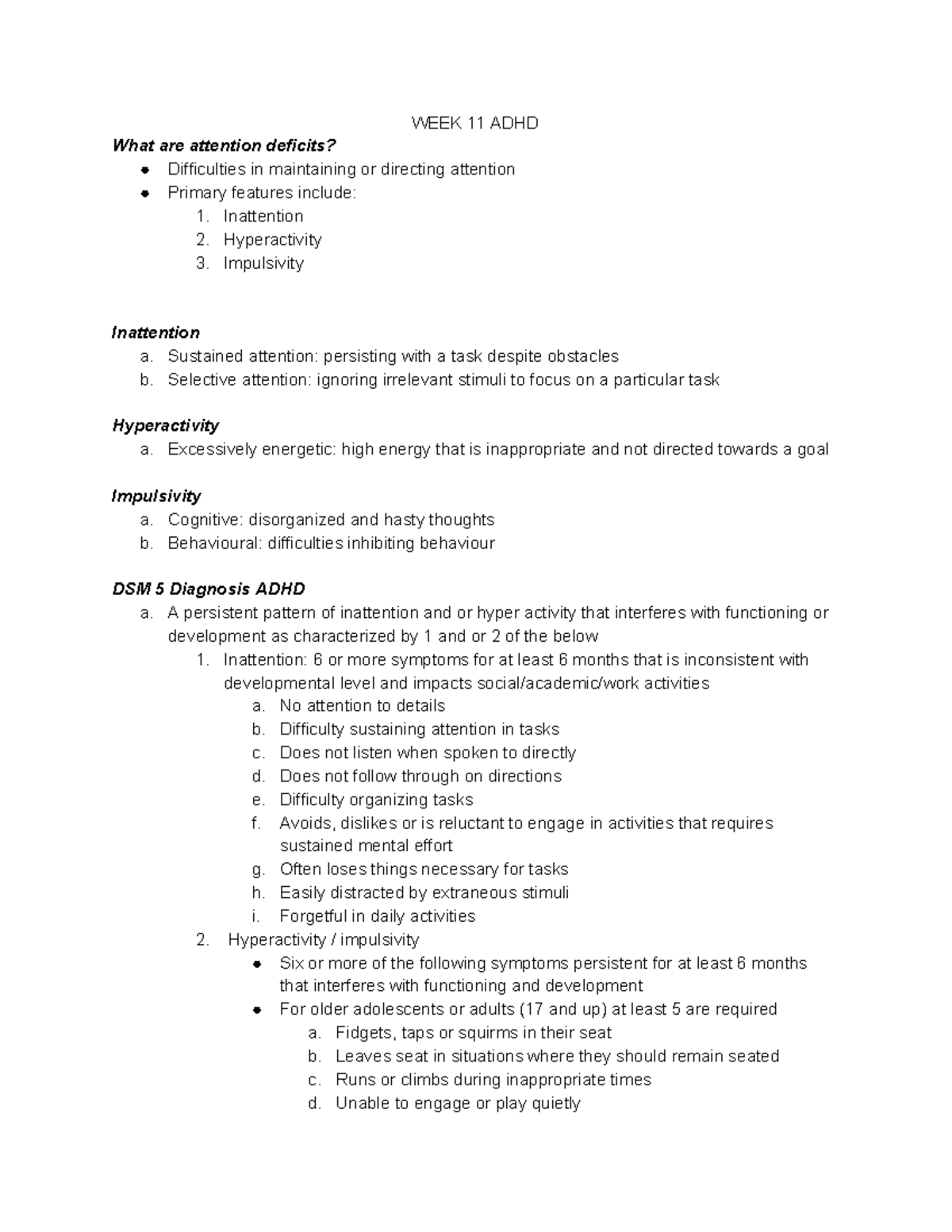 Week 11 tech 2 - Lecture notes 11 - WEEK 11 ADHD What are attention ...
