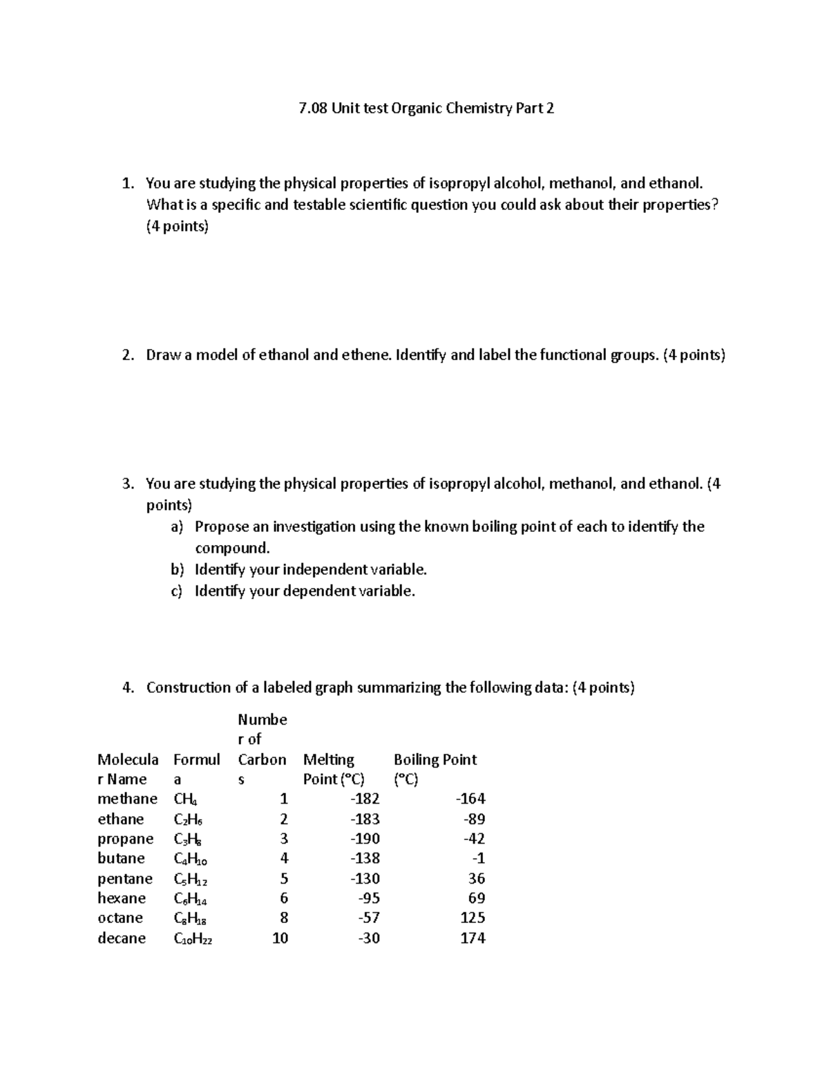 7.08 Unit test Organic Chemistry Part 2 - What is a specific and ...