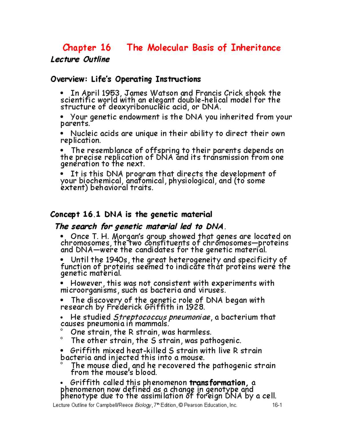 Campbell Chapter 16 - Summary Essential Biology - Chapter 16 Lecture ...