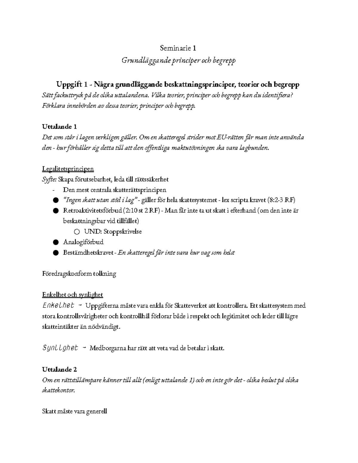 Seminarium 1 - Grundläggande Principer Och Begrepp - Seminarie 1 ...