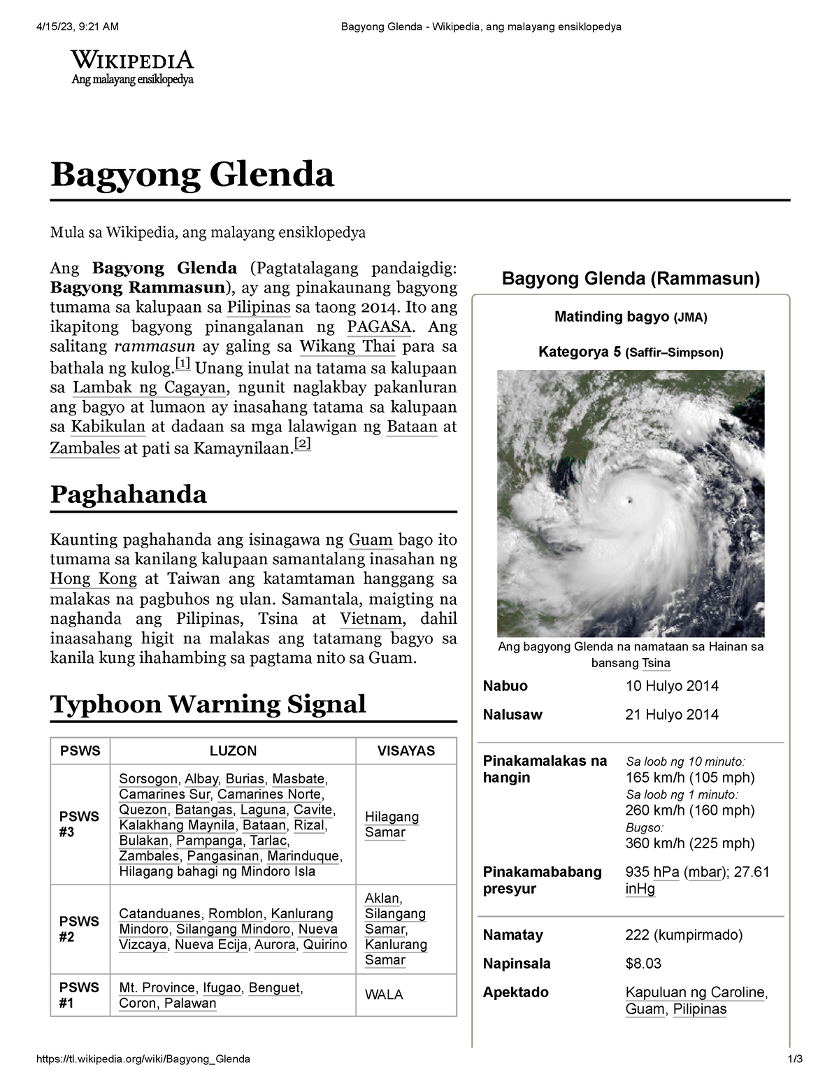 Bagyong Glenda - Wikipedia, Ang Malayang Ensiklopedya - Wikipedia/wiki ...