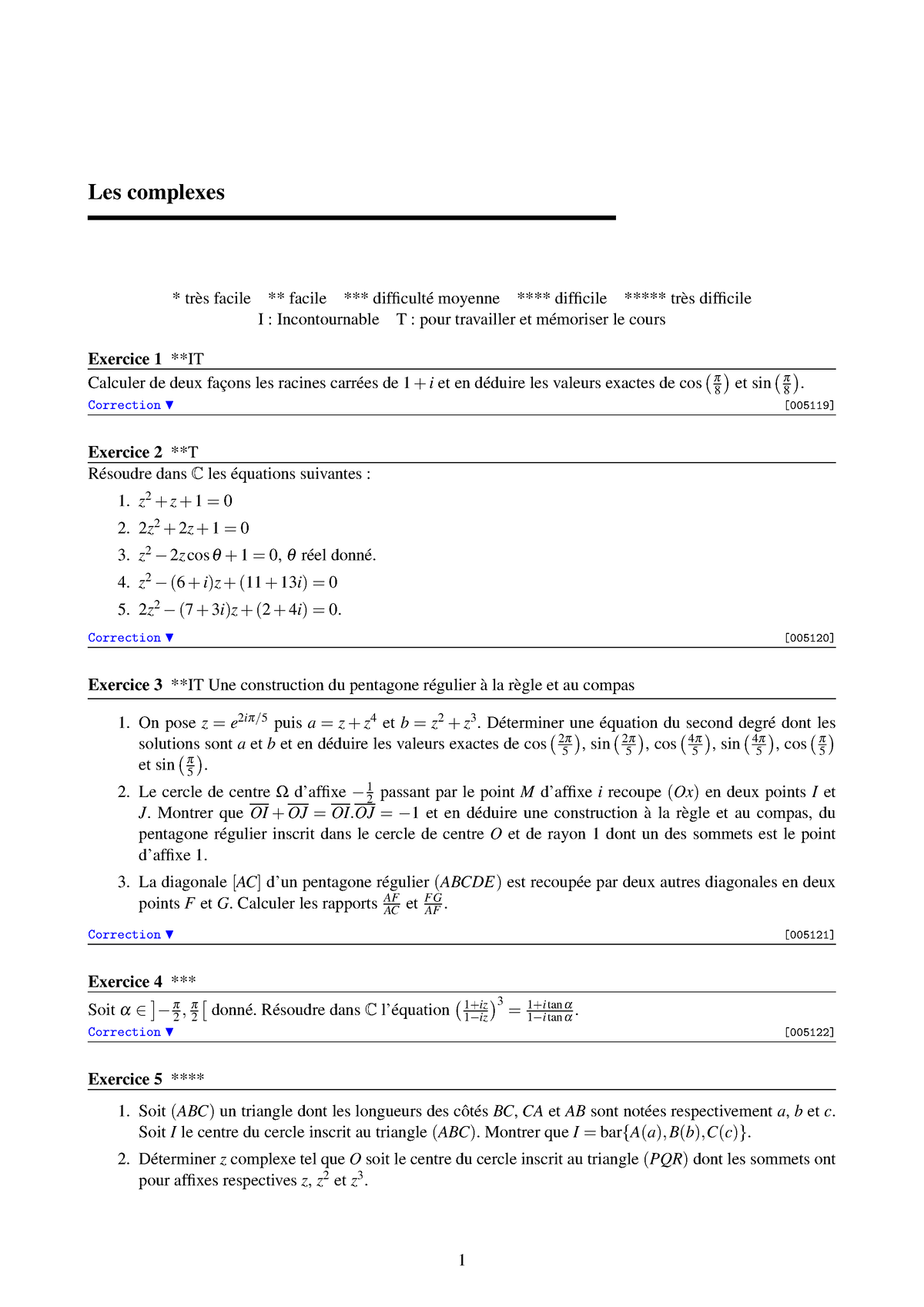 Exercices De Mathématiques Les Complexes - Exo Les Complexes Exercices ...