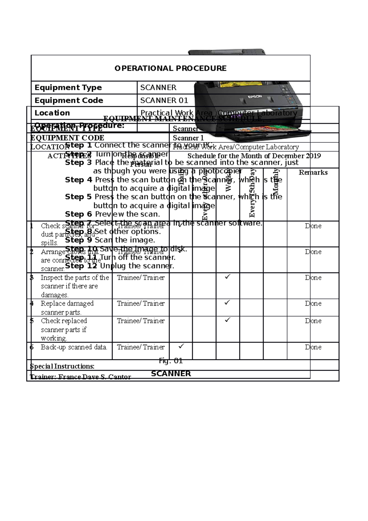 Mtf finalyyyyyyy EQUIPMENT MAINTENANCE SCHEDULE EQUIPMENT TYPE