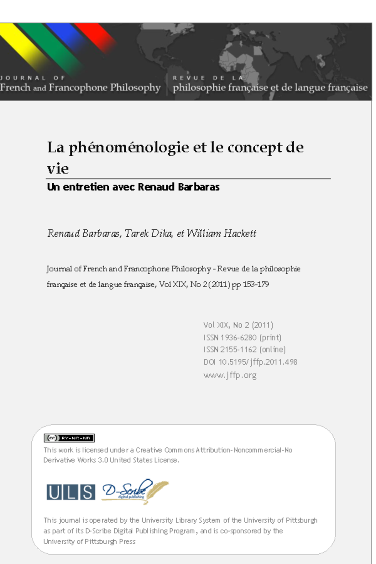 Scribd - Sciences De Vie - Journal Of French And Francophone Philosophy ...