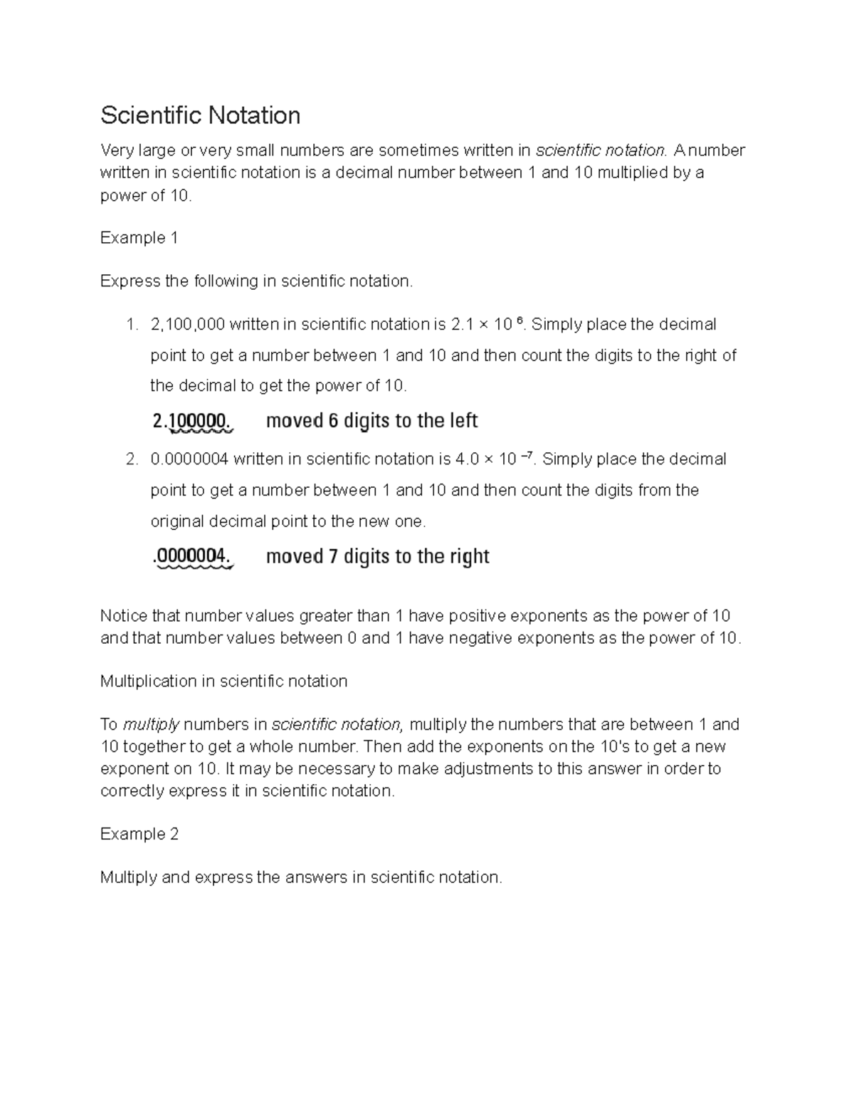 Scientific Notation - Scientific Notation Very large or very small ...