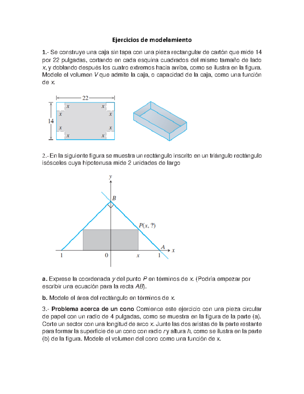 Ejercicios de modelamiento - Se construye una caja sin tapa con una ...