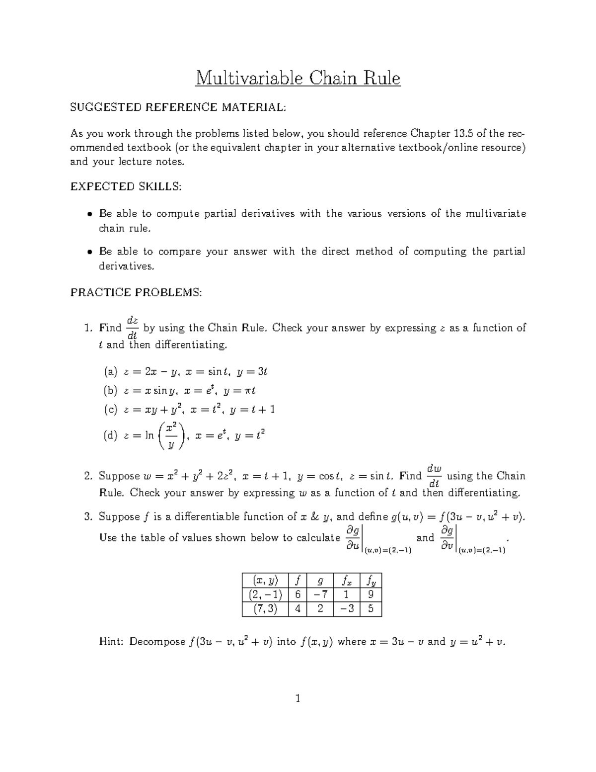 Chain Rule Calculus 3 - math homework 13 - Multivariable Chain Rule ...