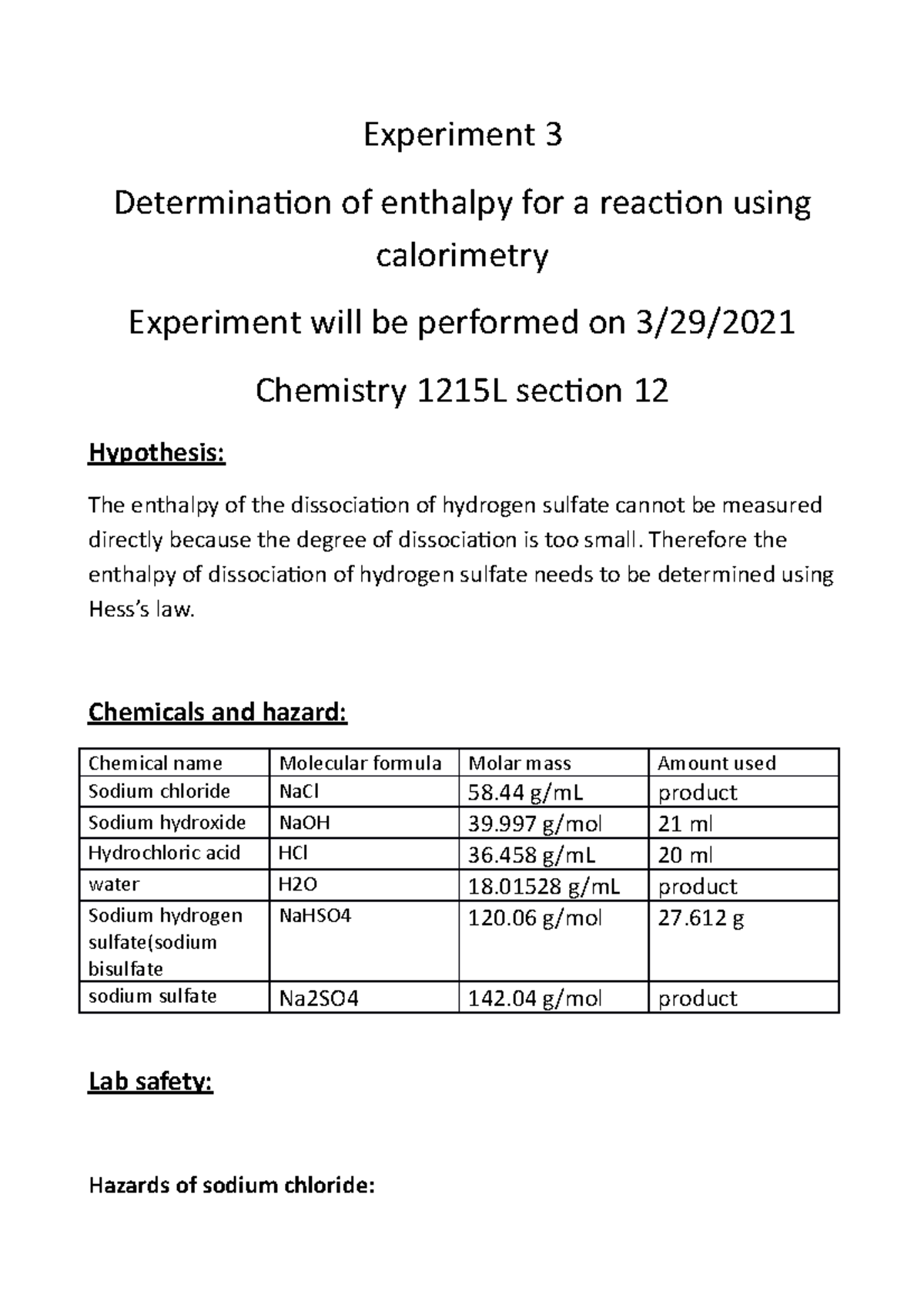 lab enthalpy assignment reflect on the lab