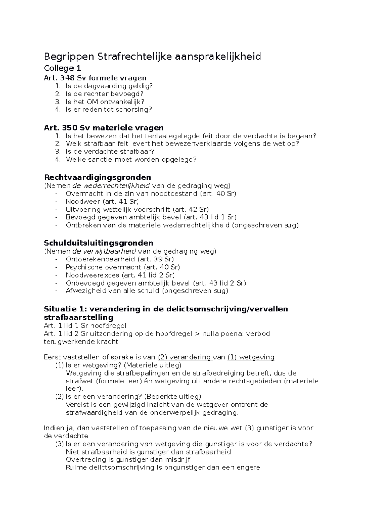 Begrippen Straf - Begrippen Strafrechtelijke Aansprakelijkheid College ...