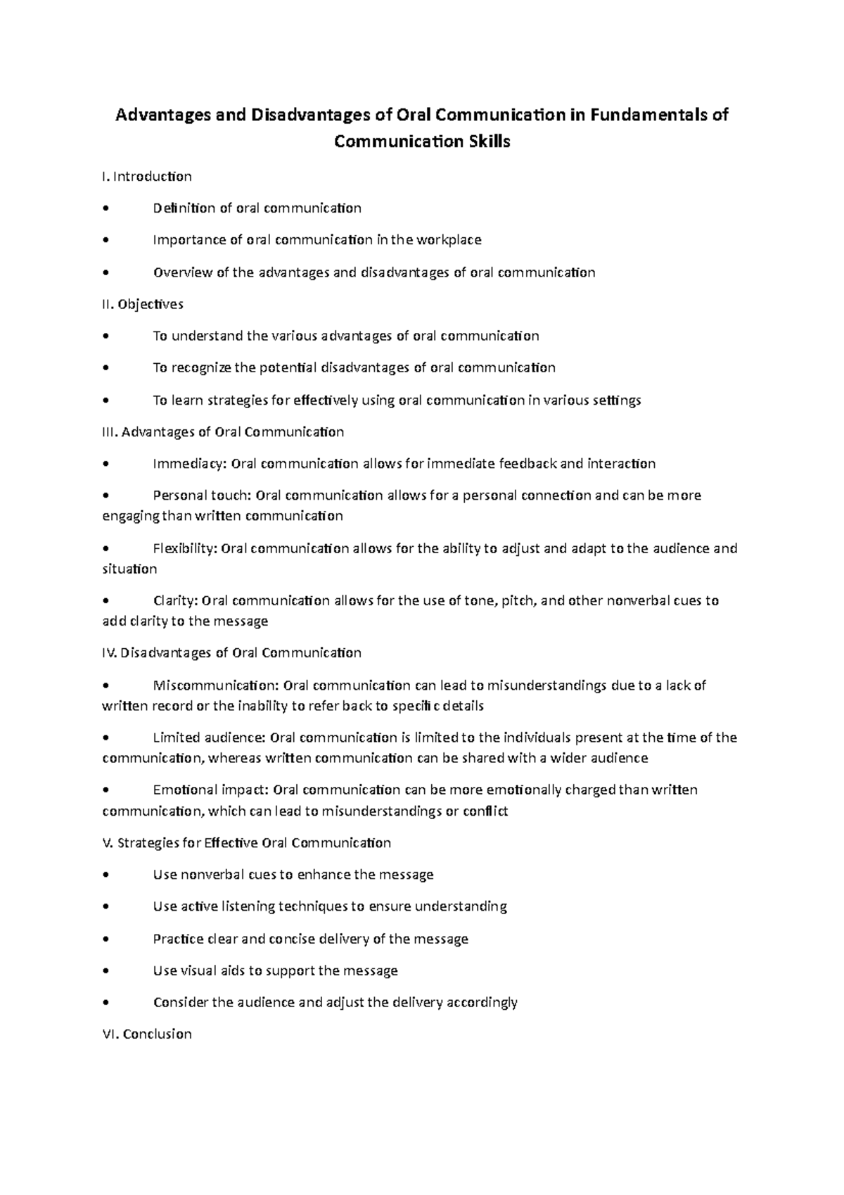 Advantages and Disadvantages of Oral Communication - Introduction  Definition of oral communication - Studocu