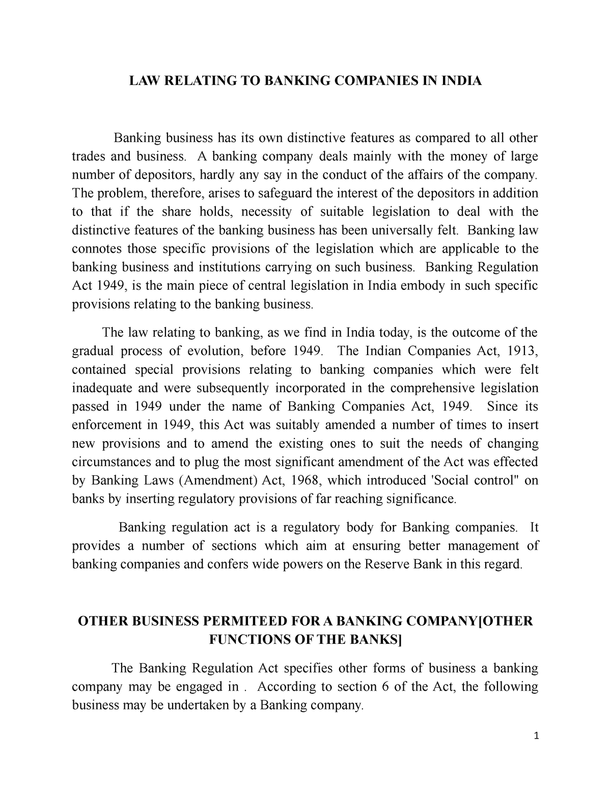 dissertation on banking law in india