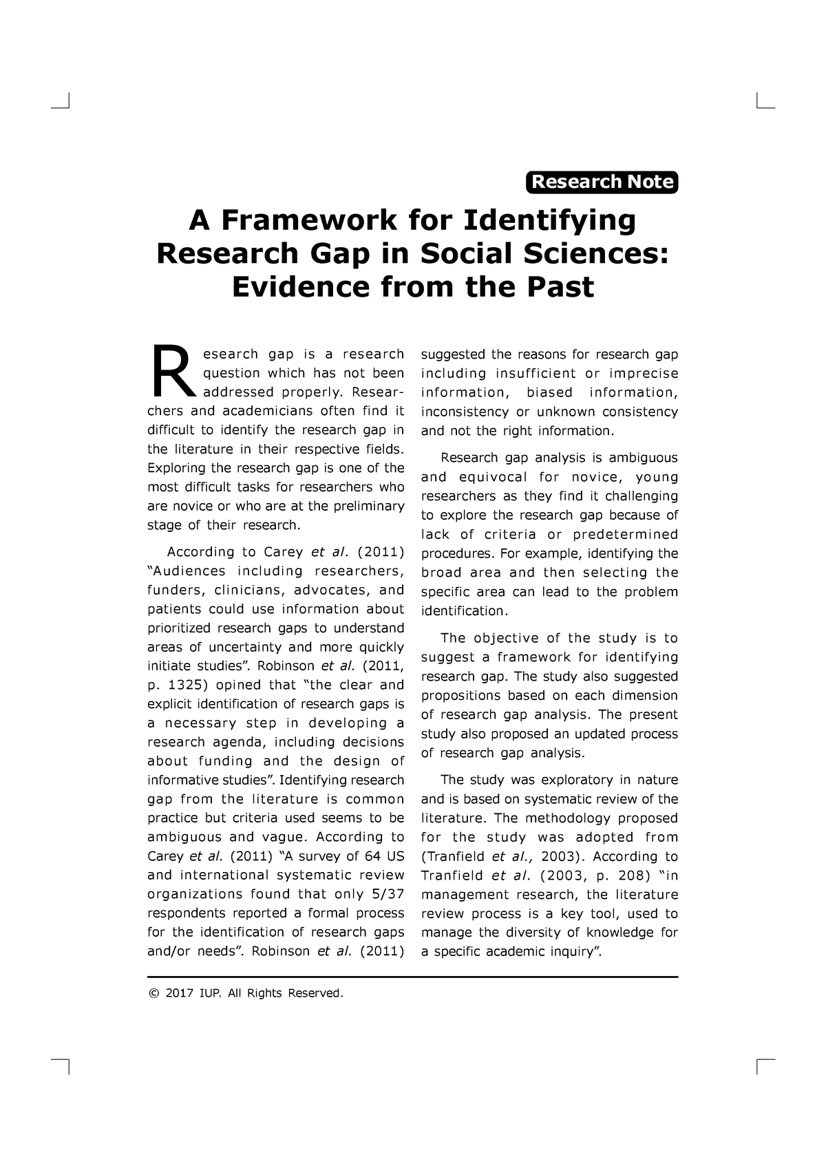 a-framework-for-identifying-research-gap-66-2017-iup-all-rights