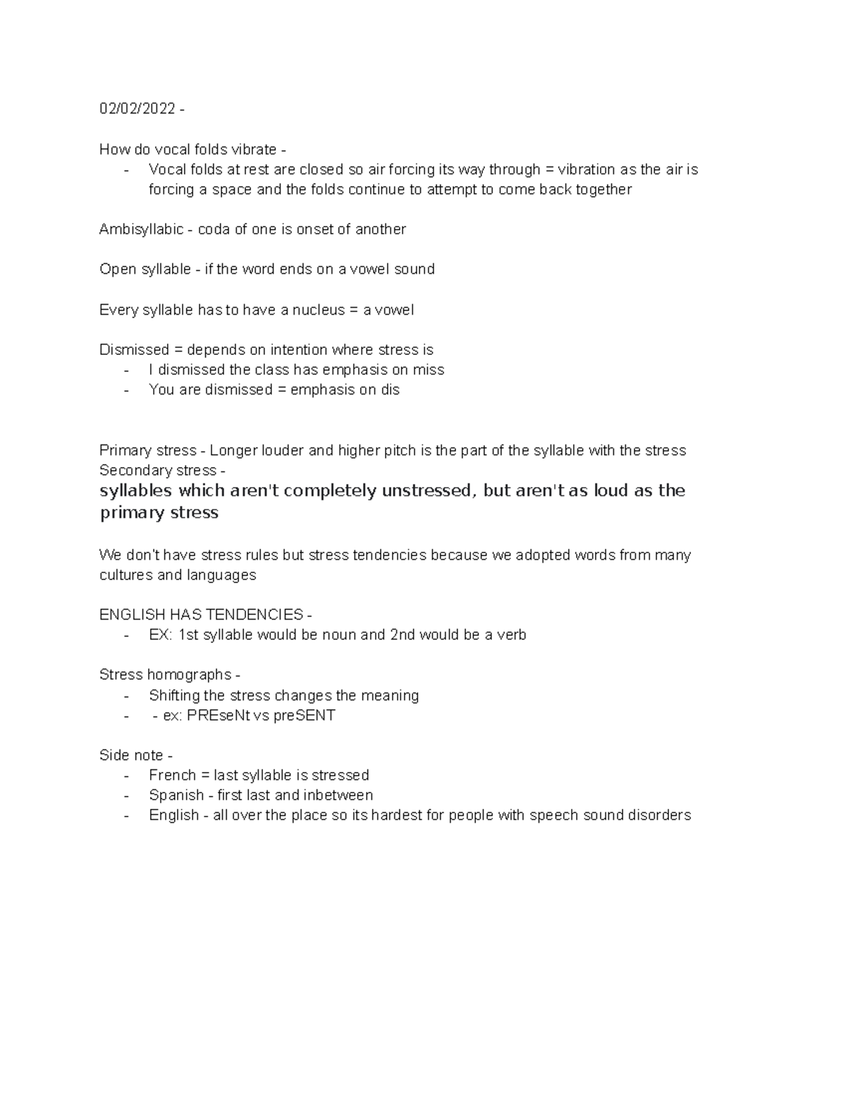 EXAM 2 Notes - CD 244 - 02/02/2022 - How do vocal folds vibrate - Vocal ...