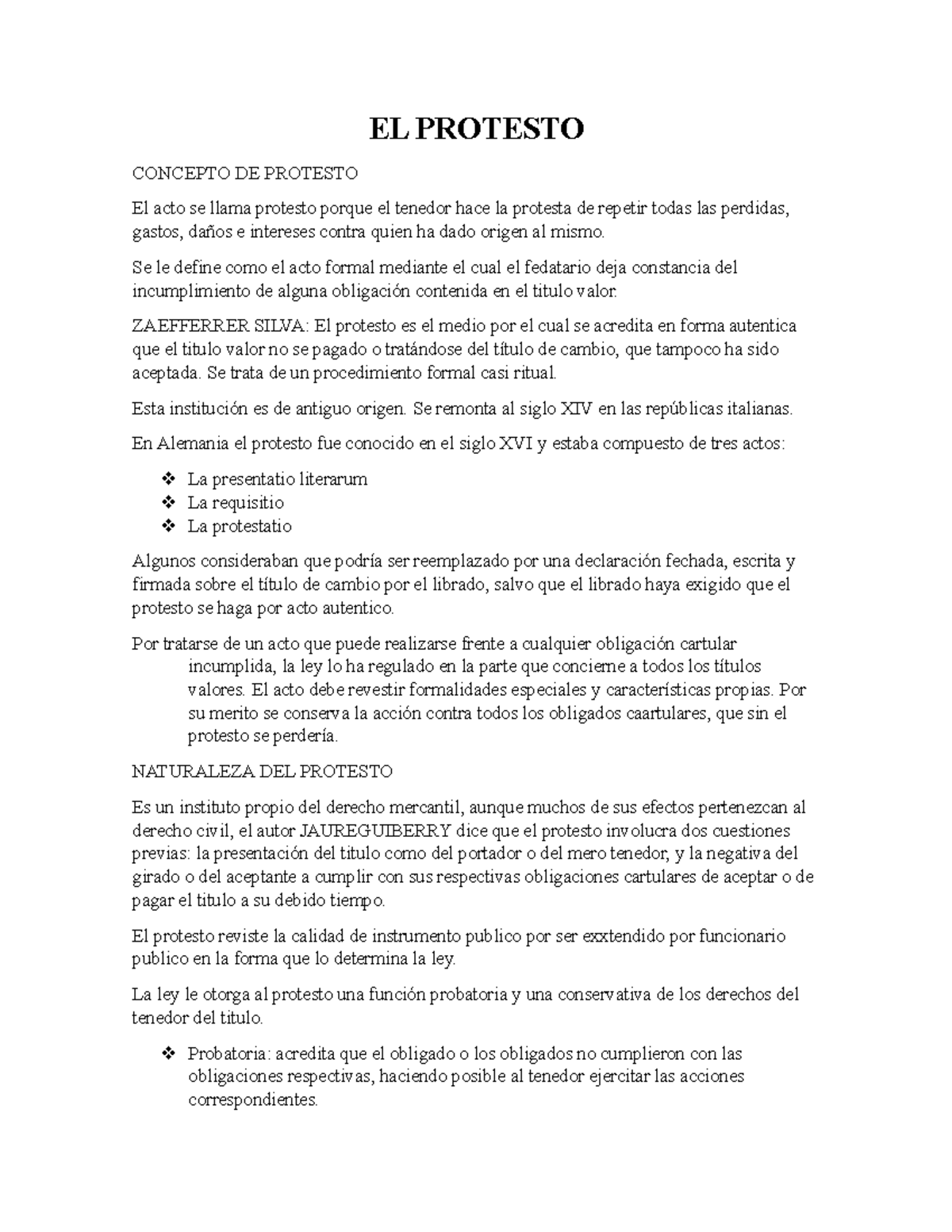 EL Protesto - EL PROTESTO CONCEPTO DE PROTESTO El acto se llama ...