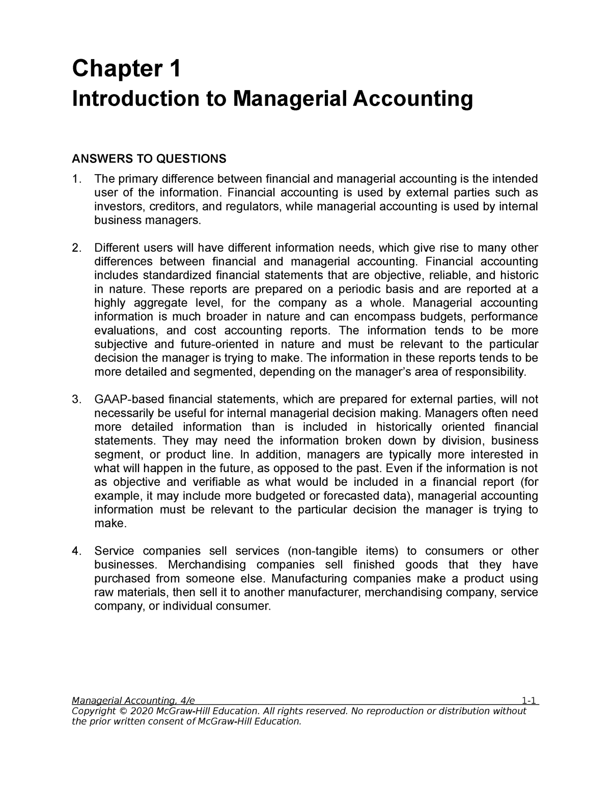 Whitecotton MA 4e Chap001 SM - Chapter 1 Introduction To Managerial ...