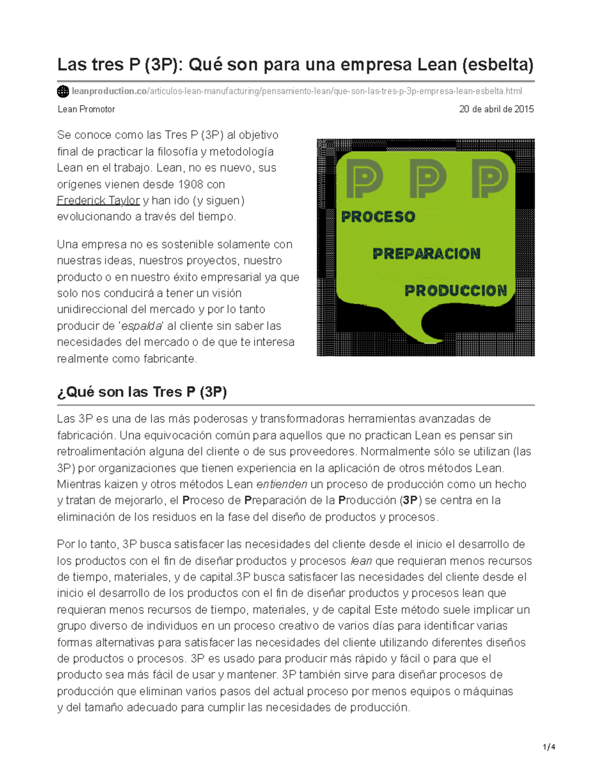 AA2.6 Las tres P (3P) Qué son para una empresa Lean (esbelta) - Lean ...
