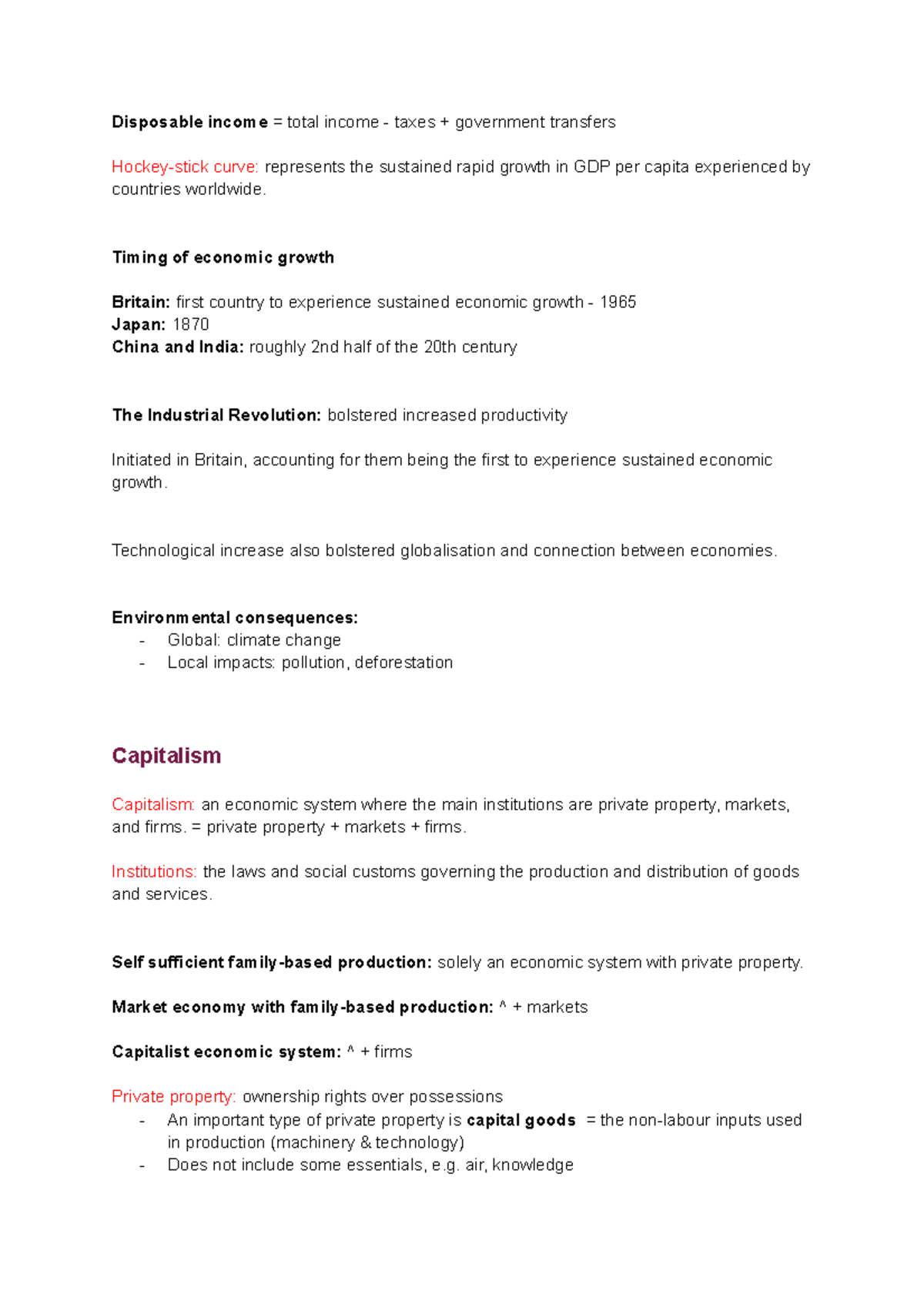 ECON1020 Semester 1 Notes - Disposable income = total income - taxes ...