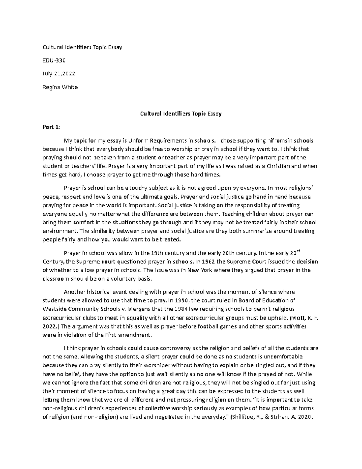 part 2 cultural identifiers topic essay pre write