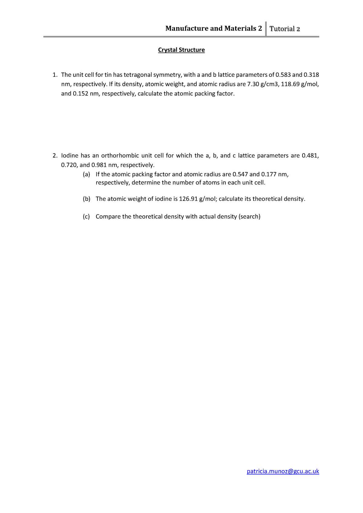 crystal structure case study