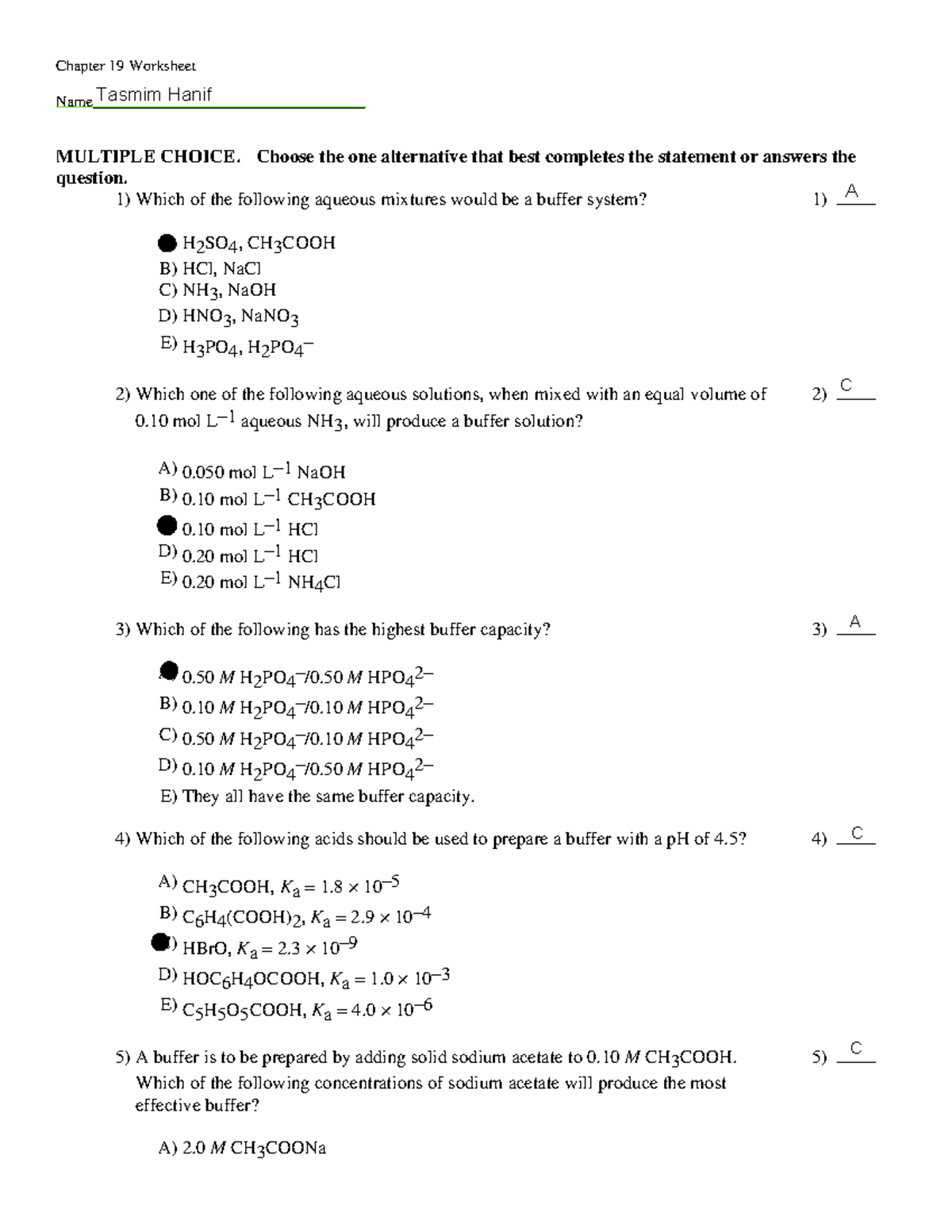 Chp 19 wksheet - worksheet - Chapter 19 Worksheet Name