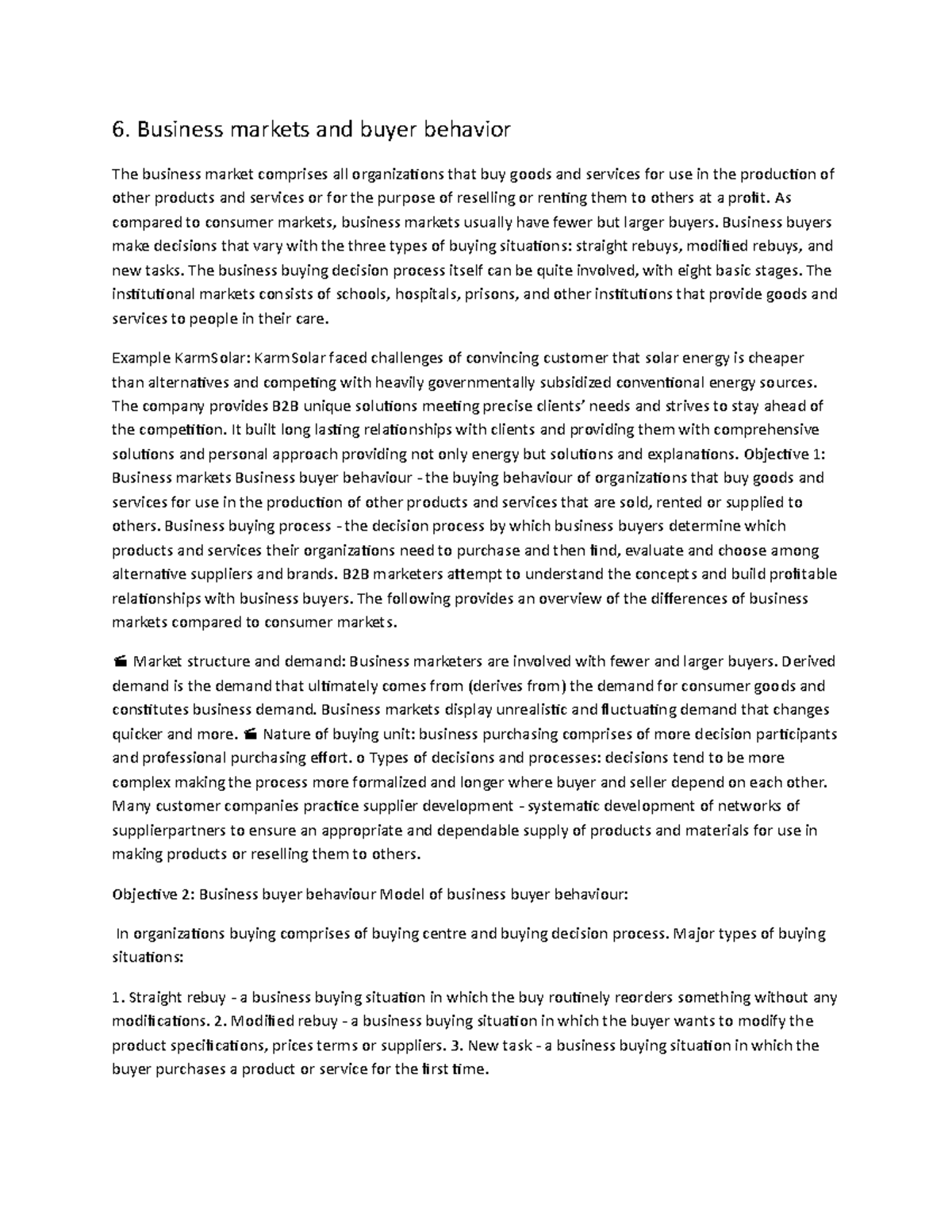 Chapter 6 principles or marketing - 6. Business markets and buyer ...