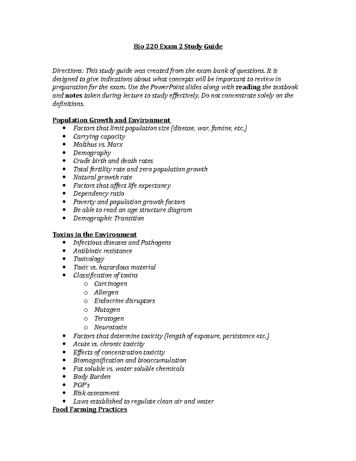 Bio 220 Exam 2 Study guide - Deprecated API usage: The SVG back-end is ...