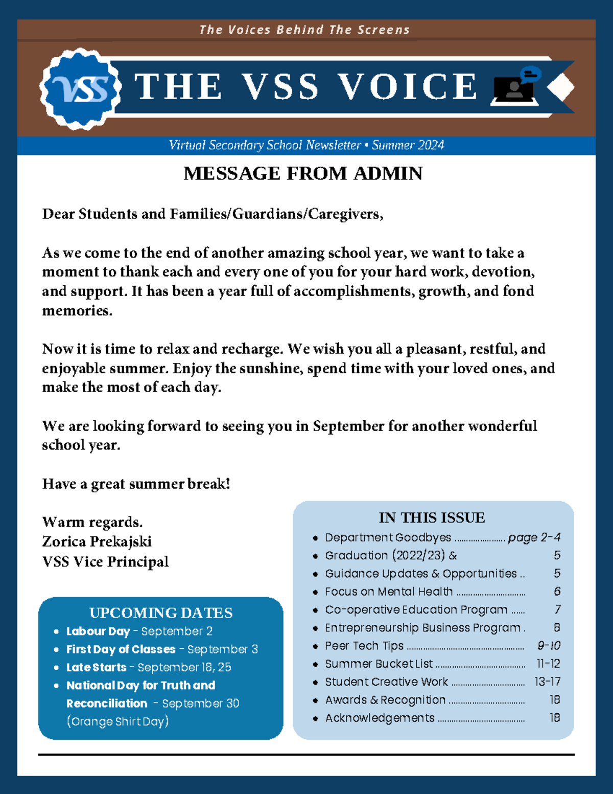 Newsletter - Summer Issue - T H E V S S V O I C E The Voices Behind The ...