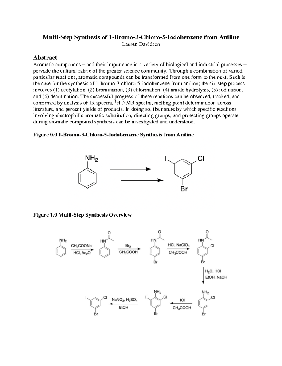Lab+4 - Lab Report - Multi-Step Synthesis of 1-Bromo-3-Chloro-5 ...