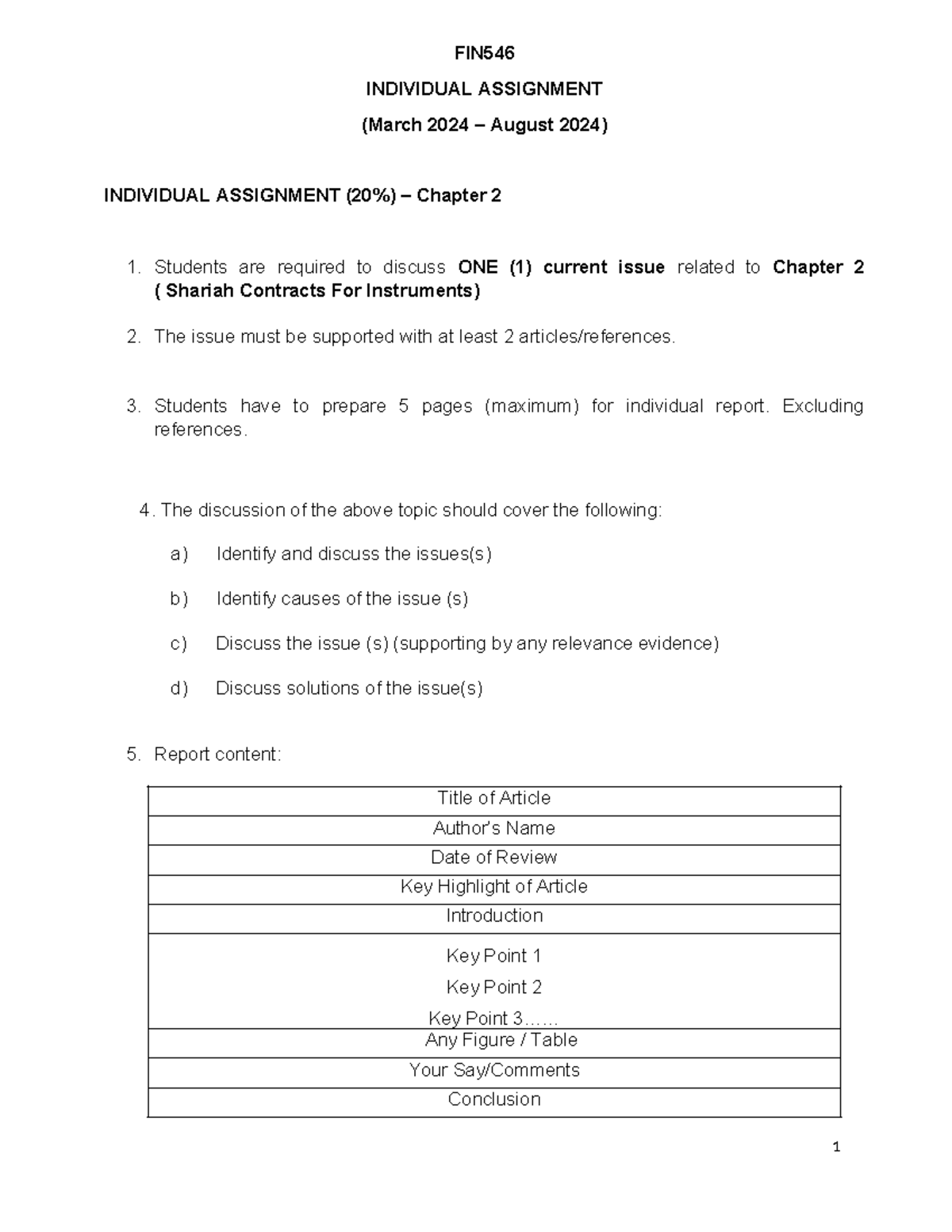 Individual Assignment March 24 - 1 FIN INDIVIDUAL ASSIGNMENT (March ...