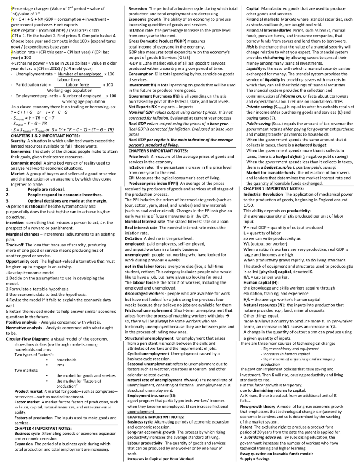 Macro - notes - ECON 201 - Studocu