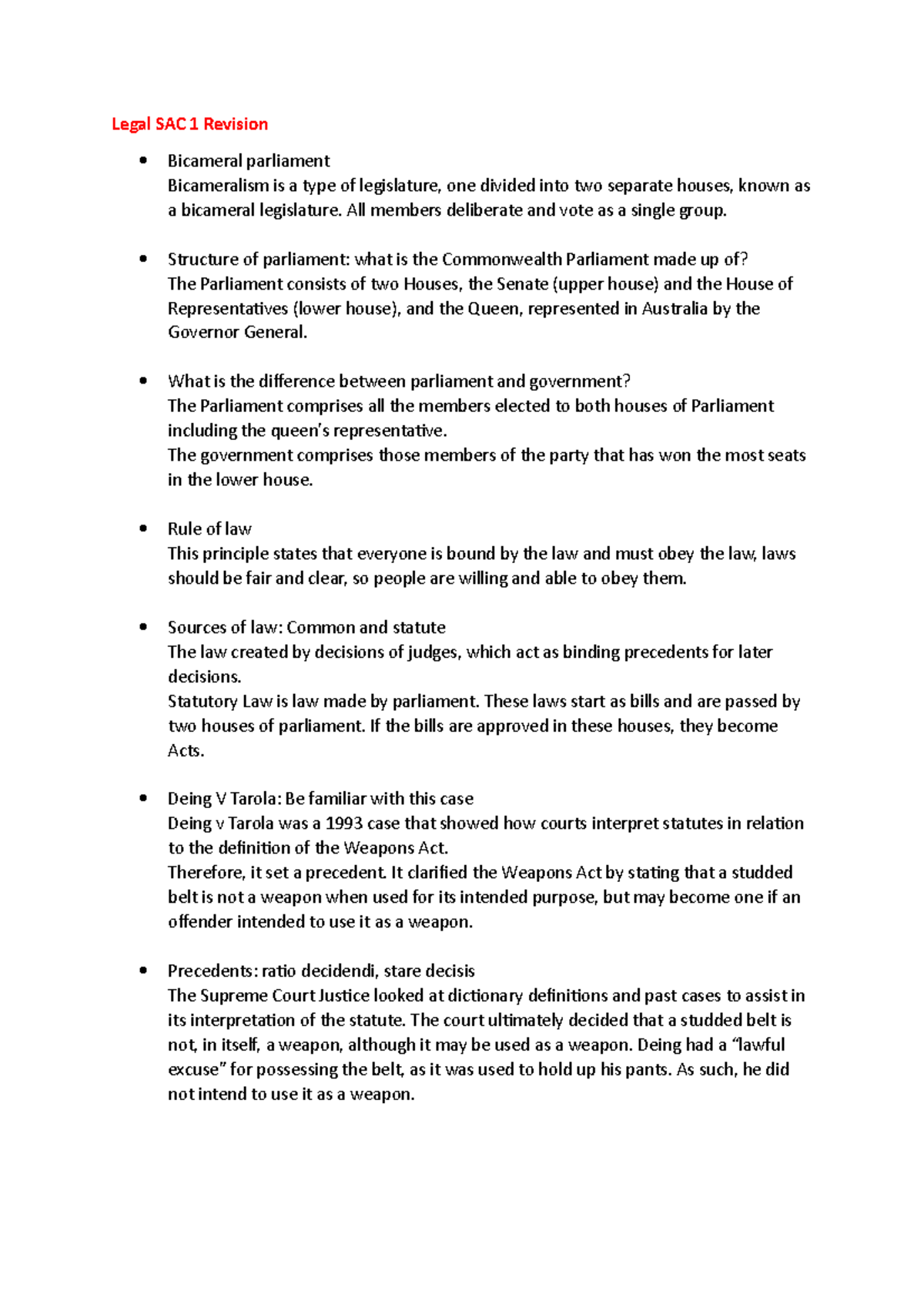 Legal SAC 1 Revision - Legal SAC 1 Revision Bicameral parliament ...