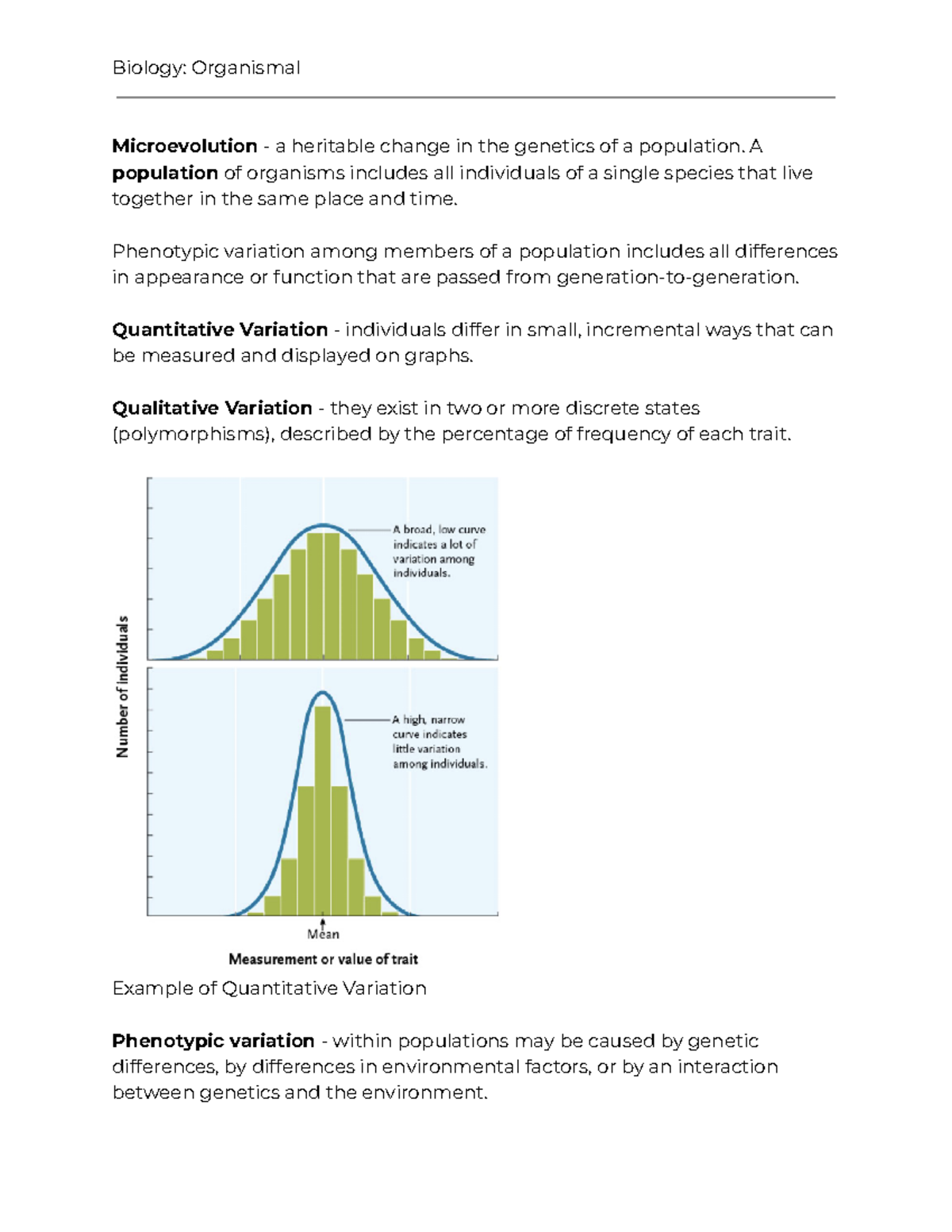 Microevolution - A population of organisms includes all individuals of ...