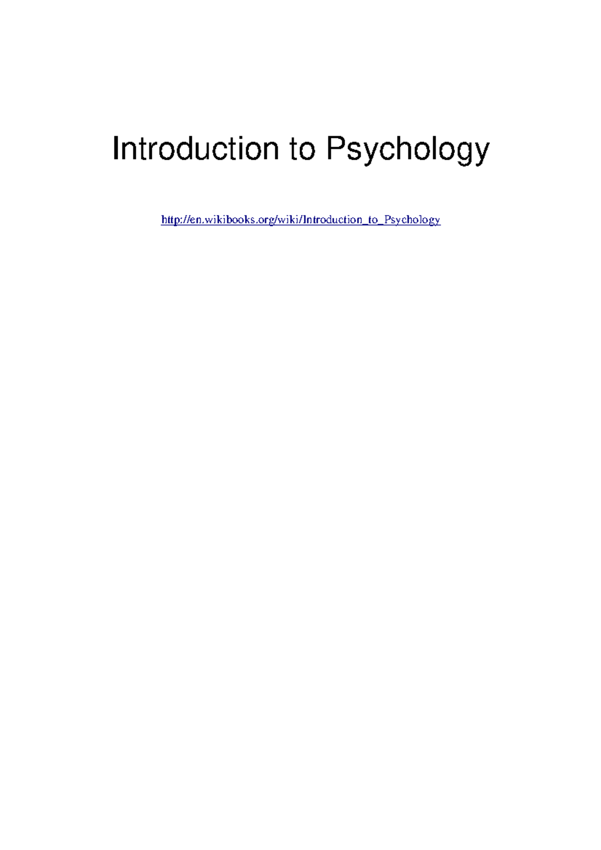 Introduction to Psychology 101 - Introduction to Psychology en/wiki ...
