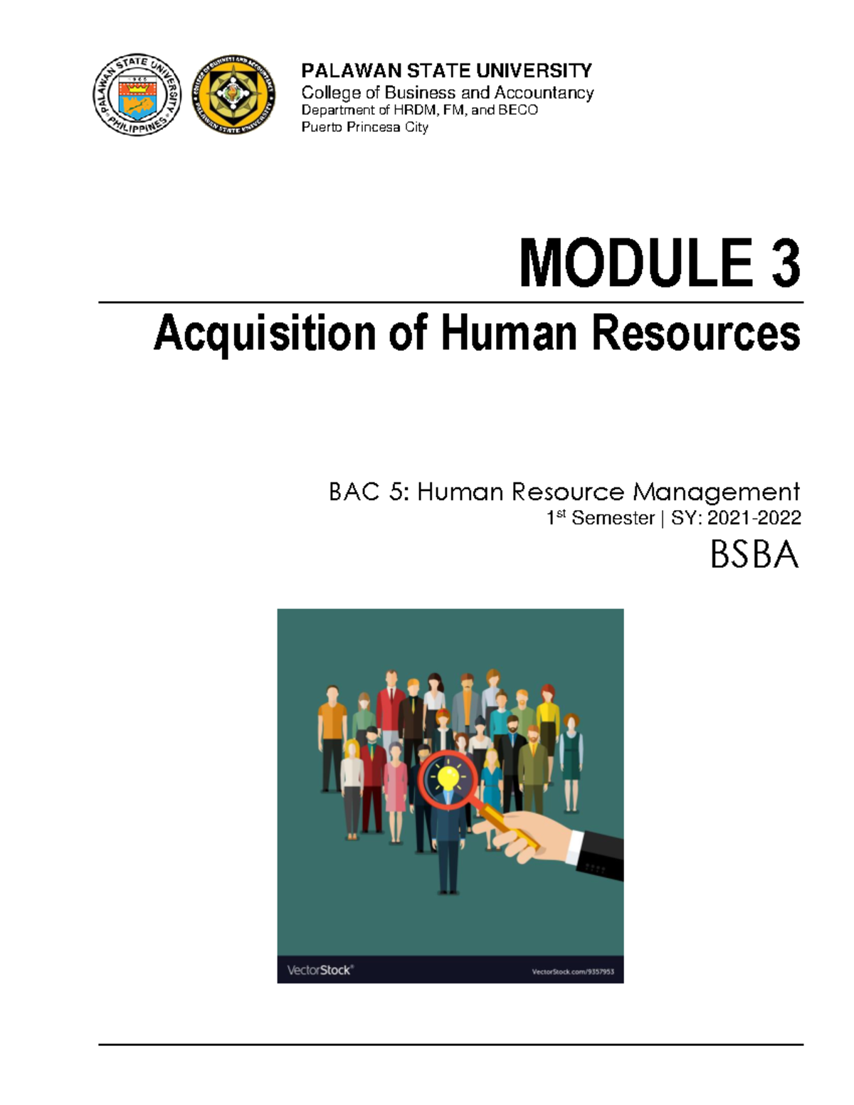 Module 3 in HRM 2022 - PALAWAN STATE UNIVERSITY ####### College of ...
